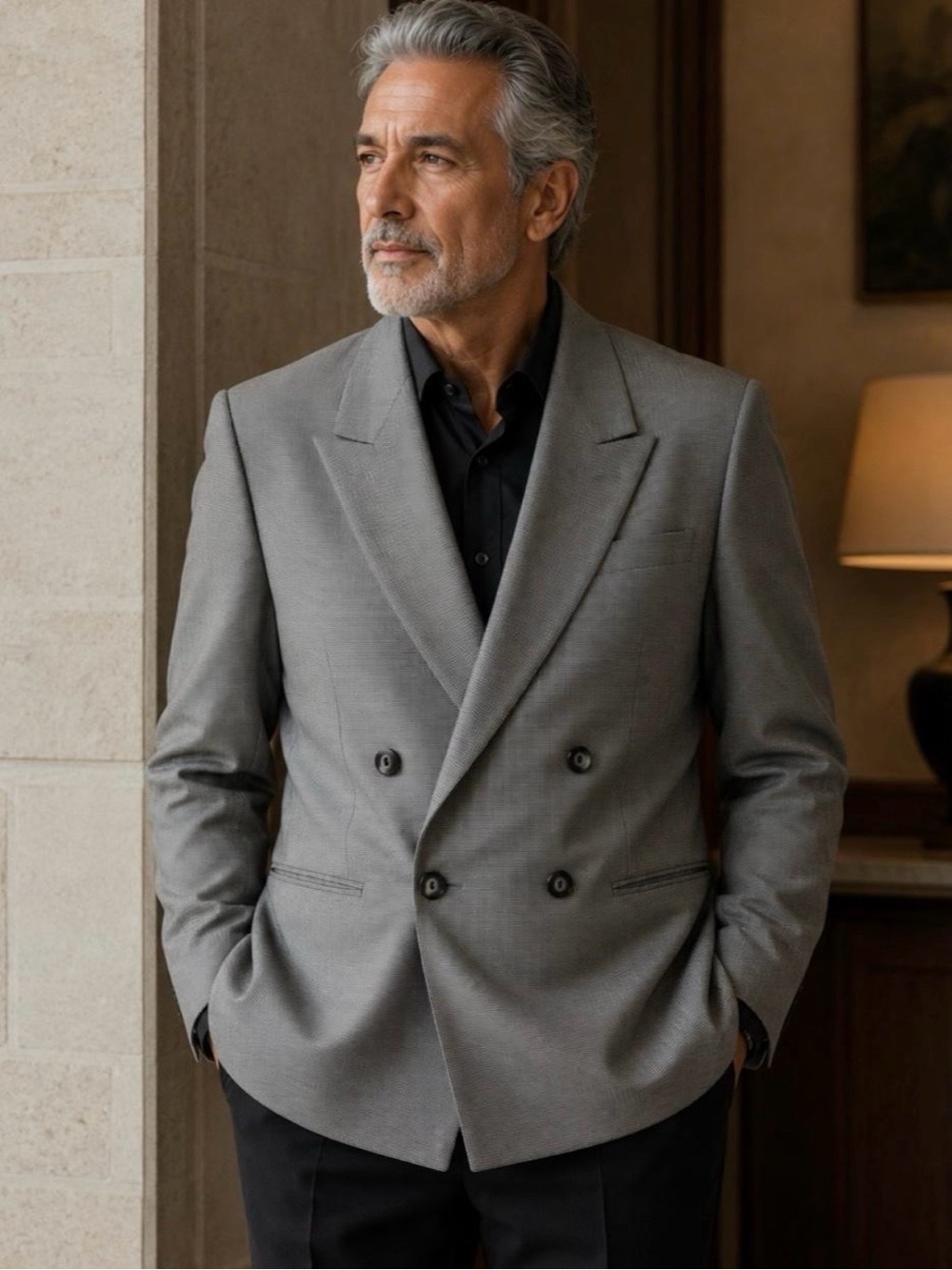 Men's Double-Breasted Gray Sport Blazer